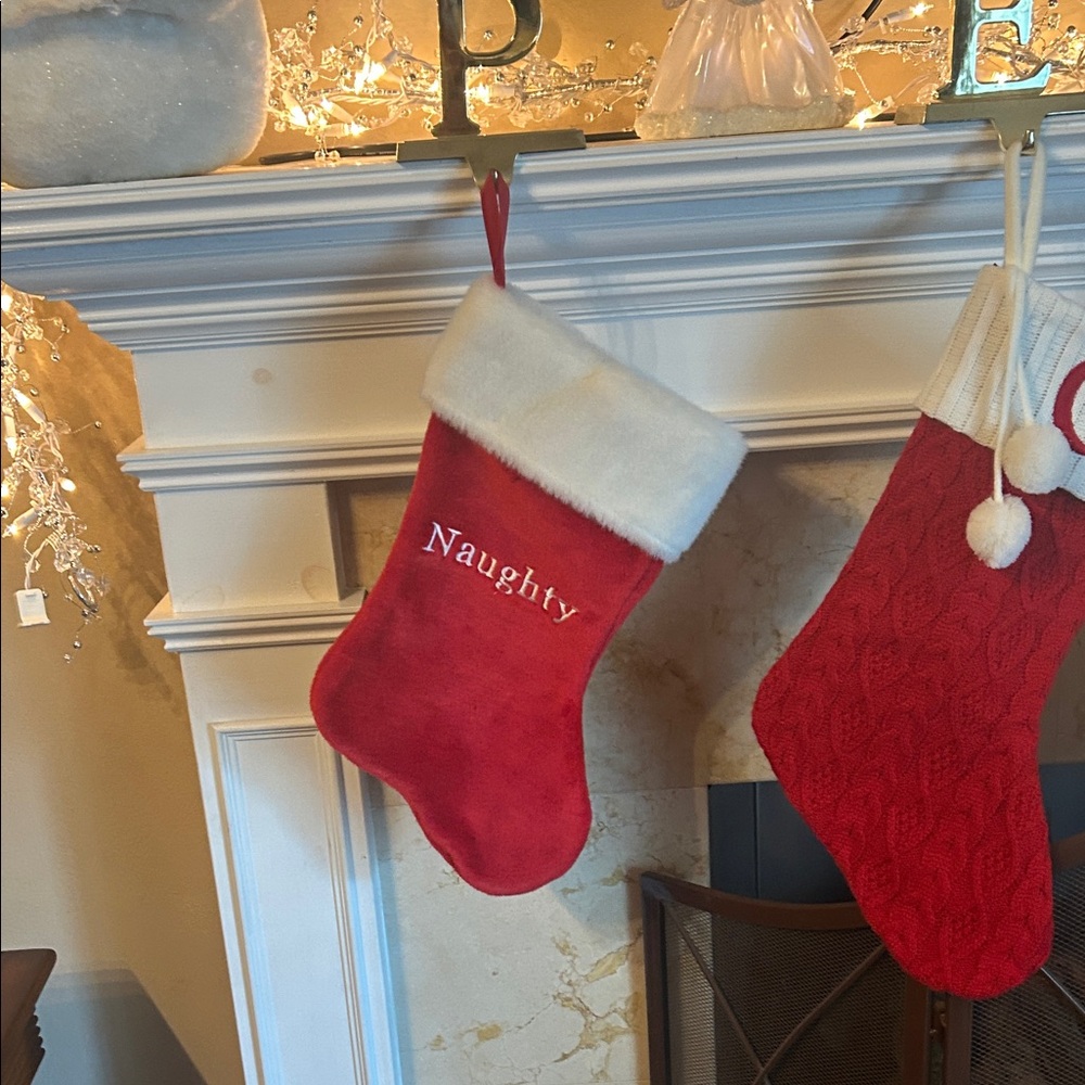 Red Christmas Stocking with White Trim